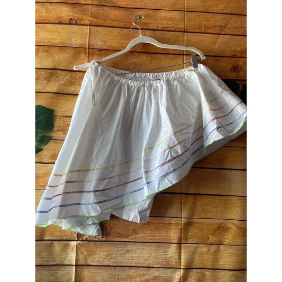 Alcee Boho Feminine Asymmetric One Shoulder Rainbow Stripe Ruffle - Picture 3 of 6